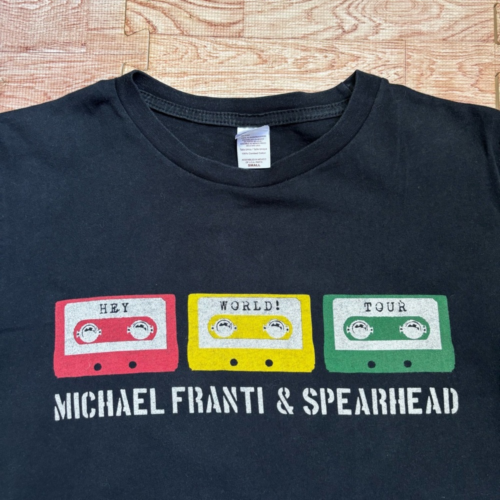 Michael Franti & Spearhead Hey World! Tour T-Shirt Black Size Small 2009 Concert
